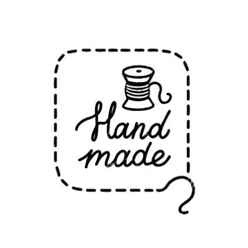 Hand made icon or logo. Vintage stamp icon with handmade lettering and coil. Stock-Illustration