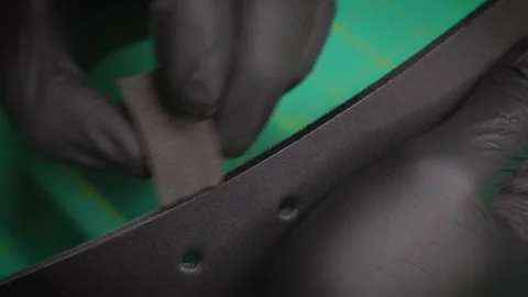 Hand made of leather belts 스톡 동영상 266140129