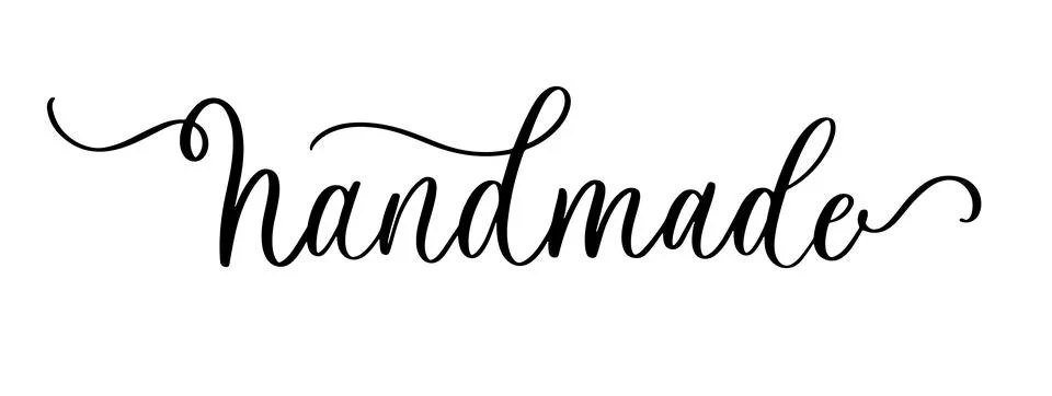 Hand Made lettering in elegant cursive script with decorative flourishes Stock Illustration