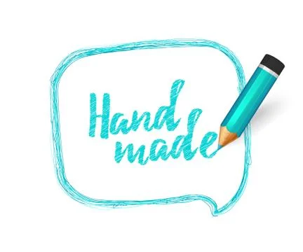 Hand made message. Speech bubble drawn with pencil Stock Illustration