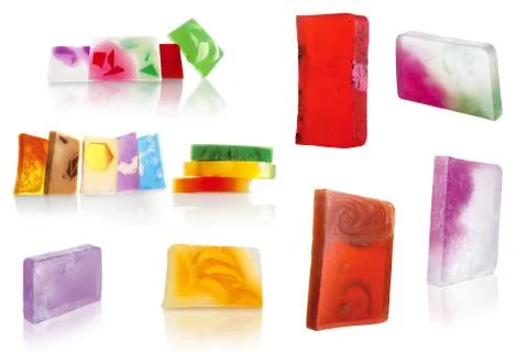 Hand made natural solid soaps for hygiene and cleanliness,  isol Stock Photos