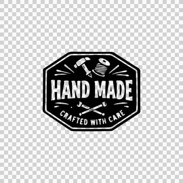 Hand Made Octagonal Badge Logo Design Stock Illustration