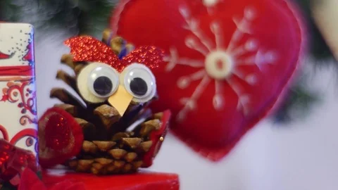 Hand Made Owls Made of Pine Cones Impress With Their Originality, as Well as a Stock Footage 72888997