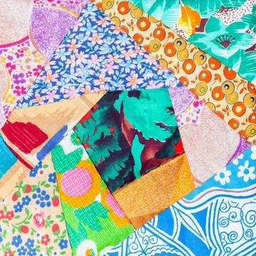 Hand made patchwork quilt close up part of hand made patchwork quilt close... 写真素材
