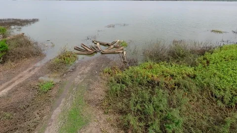 Hand made pirogues Stock Footage 87026908