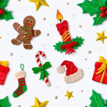 Hand made plasticine seamless pattern Stock Photos