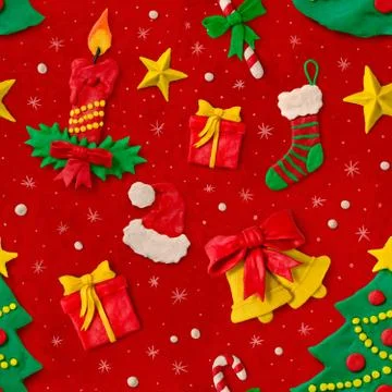 Hand made plasticine seamless pattern Stock Photos