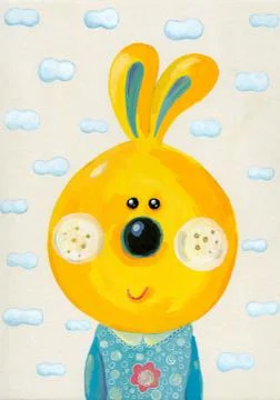 Hand made portrait of rabbit. Stock Illustration