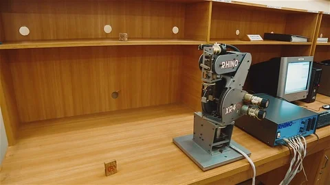 Hand Made rebot machine for student's experient Stock Footage 116996056