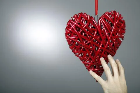 Hand made red heart Stock Photos