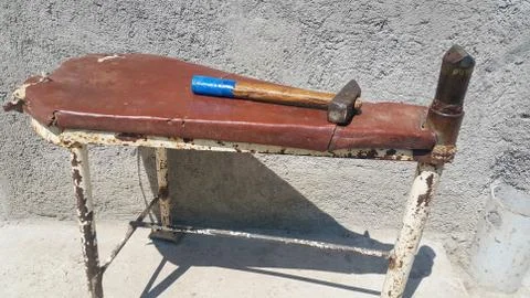 Hand-made sharpener, sharpened braid, hammer Stock Photos