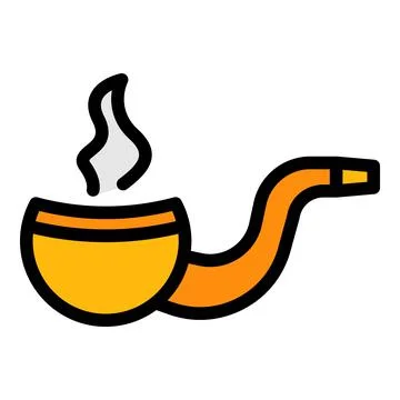 Hand made smoking pipe icon color outline vector Stock Illustration