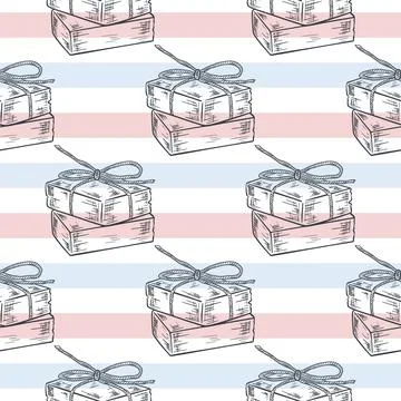 Hand made soap hand engraved on striped background seamless pattern イラスト素材