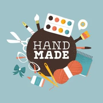 Hand made text label for creative art product Stock Illustration