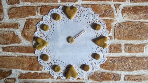 Hand made timer from cookies stop motion animation Stock Footage 72587631