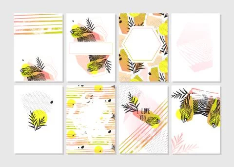 Hand made vector abstract graphic Save the Date tribal tropical exotic Stock Illustration