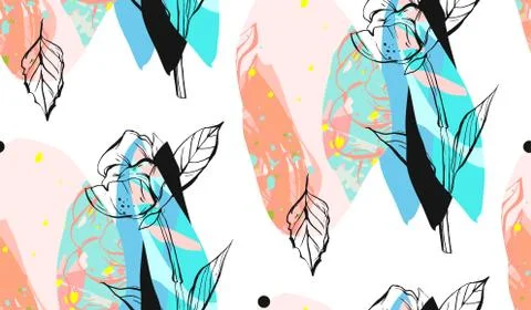Hand made vector abstract textured trendy creative collage seamless pattern in Illustrazione stock