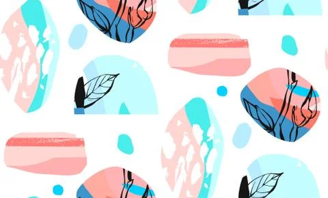Hand made vector abstract textured trendy creative collage seamless pattern with Illustrazione stock