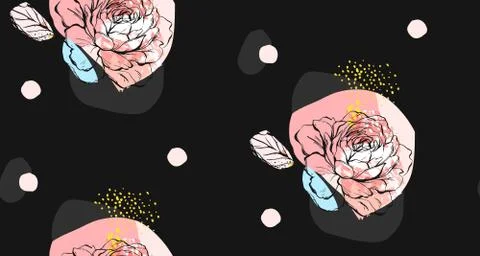 Hand made vector abstract textured trendy creative universal collage seamless Stock Illustration