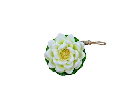 Hand made white soap in the shape of tropic flower isolated on white backgrou Stock Photos