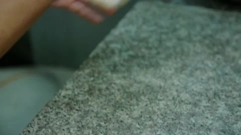 Hand made yemen flat bread being made from dough in restaurant kitchen Stock Footage 229331778