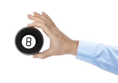 Hand with magic billiard ball number eight Hand with magic billiard ball n... 写真素材