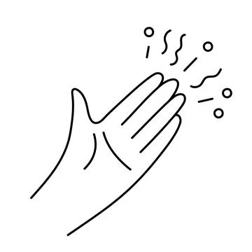 Hand with magic sparkle for wish doodle line icon. Gesture congratulation a.. Illustrazione stock