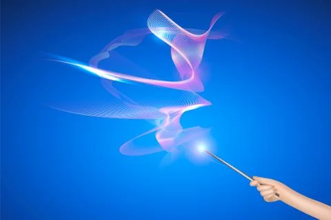 Hand with a magic wand. Stock Illustration