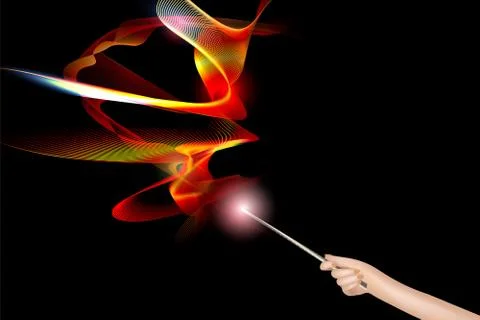 Hand with a magic wand. Stock Illustration