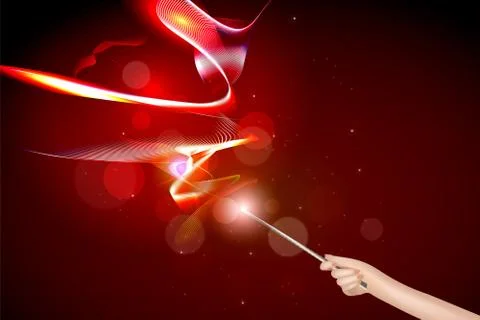 Hand with a magic wand. Stock Illustration