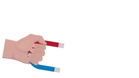 Hand with a magnet. Animation internet technologies. Cartoon Stock Footage 123572615