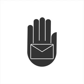 Hand with mail glyph icon Stock Illustration