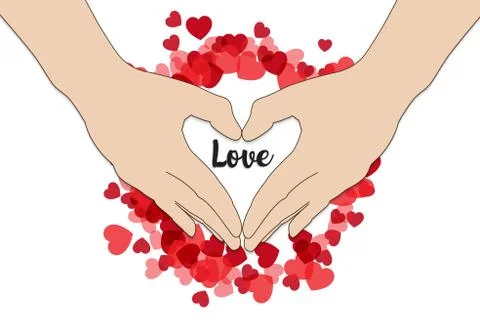 Hand make heart shape Happy Valentine's Day 库存插图