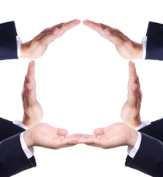 Hand make a house isolated Stock Photos