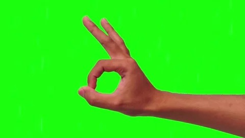 Hand makes an "ok" sign against a green screen Stock Footage 295537980