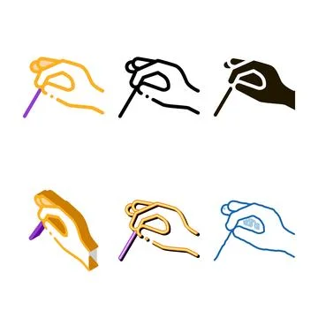 Hand making acupuncture icon vector types outline 스톡 일러스트