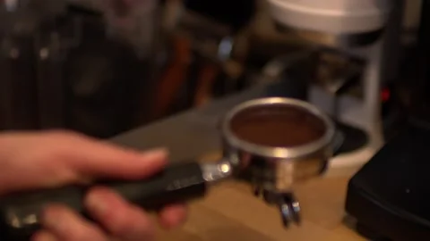 Hand Making Expresso Coffee With Coffee Machines Video stock 218515289