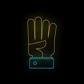 Hand making four fingers gesture neon glowing Stock Illustration
