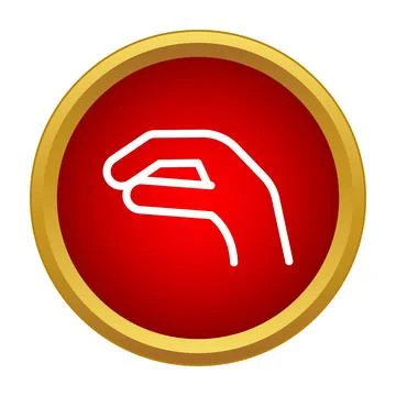 Hand making grab gesture in red circle icon Stock Illustration