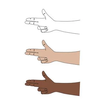 Hand making the gun sign with two fingers extended. 库存插图
