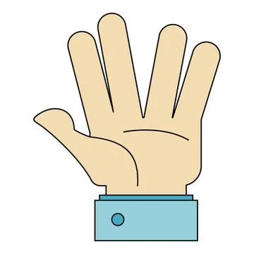 Hand making an iconic sci fi salute gesture Stock Illustration