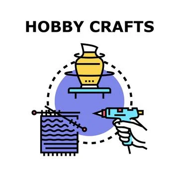 Hand making items with various hobby crafts tools Stock Illustration