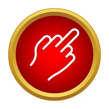 Hand making middle finger gesture in red circle button Stock Illustration