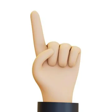 A hand making a number one gesture, with the index finger pointing upwards. Stock Illustration