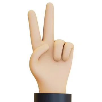A hand making a number two gesture, with the index and middle fingers extended. Stock Illustration