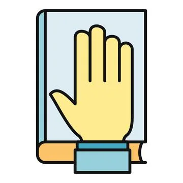 Hand making an oath on a book icon Stock Illustration
