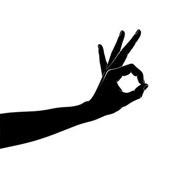 Hand making ok gesture in black and white silhouette Stock-Illustration