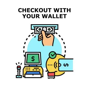 Hand making payment receiving cash change from automated machine Stock Illustration