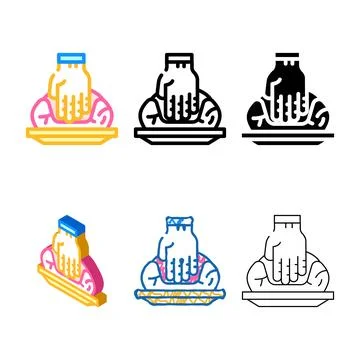 Hand making pot color icon vector types Stock Illustration