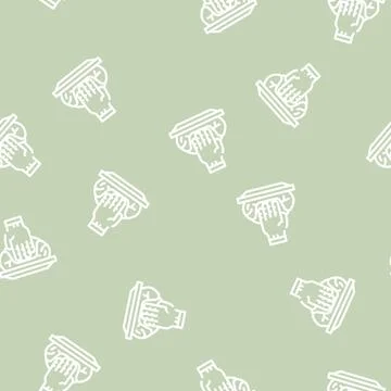 Hand making pot line vector seamless pattern Stock Illustration